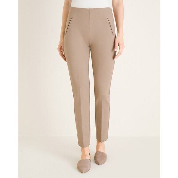 🆕 Chico’s SO SLIMMING So Slimming Juliet Side-Vent Ankle Pants In Tan SZ 2/12 - Picture 1 of 6